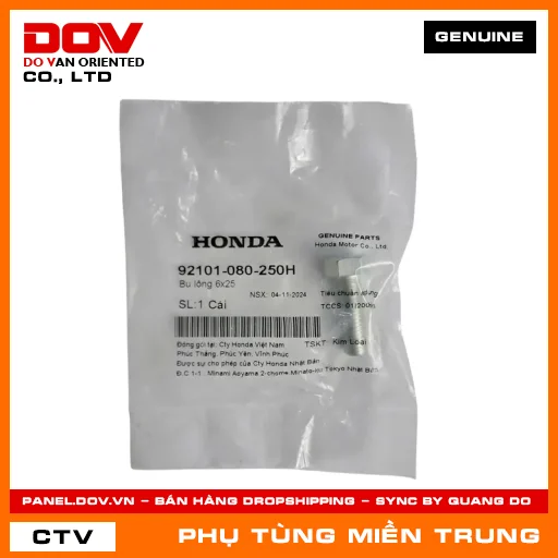BU LÔNG 6X25 HONDA CHÍNH HÃNG (MÃ: 92101080250H) — 92101080250H