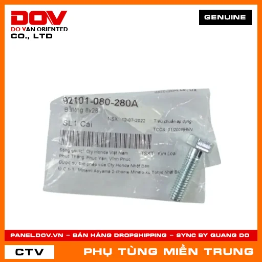 BU LÔNG 8X28 HONDA CHÍNH HÃNG (MÃ: 92101080280A) — 92101080280A