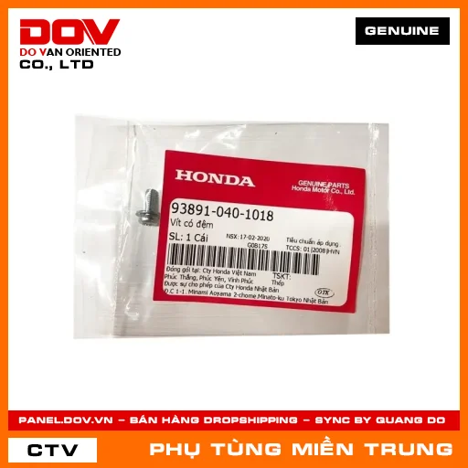 VÍT CÓ ĐỆM HONDA CHÍNH HÃNG (MÃ: 938910401018) — 938910401018