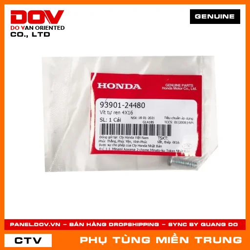 VÍT TỰ REN 4X16 HONDA CHÍNH HÃNG (MÃ: 9390124480) — 9390124480