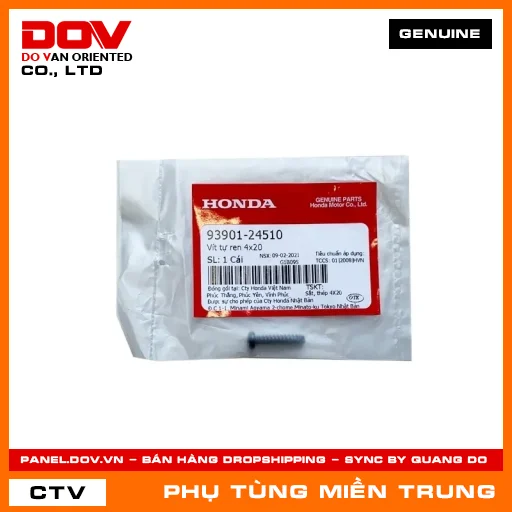 VÍT TỰ REN 4X20 HONDA CHÍNH HÃNG (MÃ: 9390124510) — 9390124510