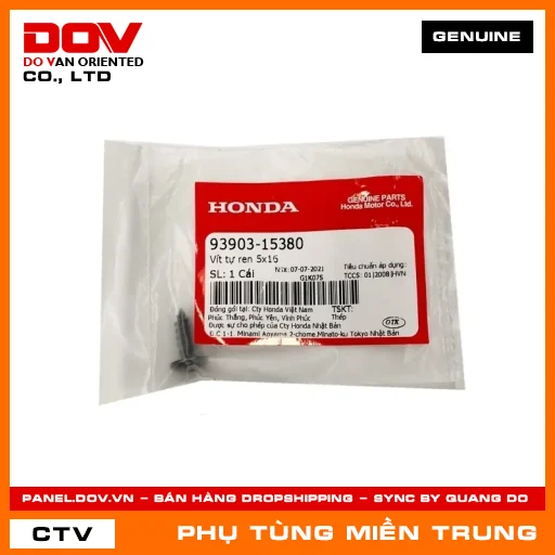 VÍT TỰ REN 5X16 HONDA CHÍNH HÃNG (MÃ: 9390315380) — 9390315380