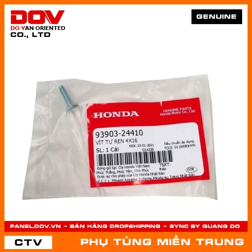 VÍT TỰ REN 4X16 HONDA CHÍNH HÃNG (MÃ: 9390324410) — 9390324410