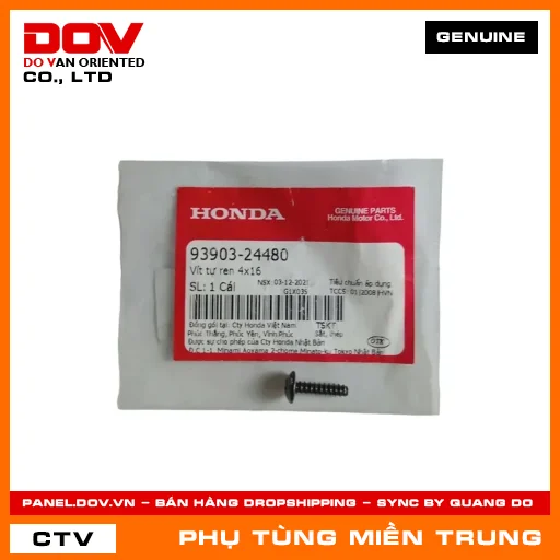 VÍT TỰ REN 4X16 HONDA CHÍNH HÃNG (MÃ: 9390324480) — 9390324480