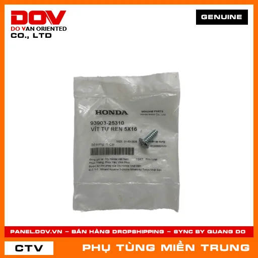 VÍT TỰ REN 5X16 HONDA CHÍNH HÃNG (MÃ: 9390325310) — 9390325310