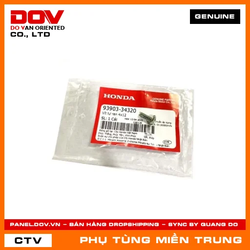 VÍT TỰ REN 4X12 HONDA CHÍNH HÃNG (MÃ: 9390334320) — 9390334320