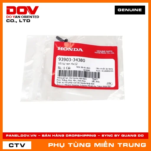 VÍT TỰ REN 4X12 HONDA CHÍNH HÃNG (MÃ: 9390334380) — 9390334380