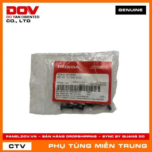 BỘ VÍT TỰ REN 4X12 HONDA CHÍNH HÃNG (MÃ: 9390334380SS) — 9390334380SS