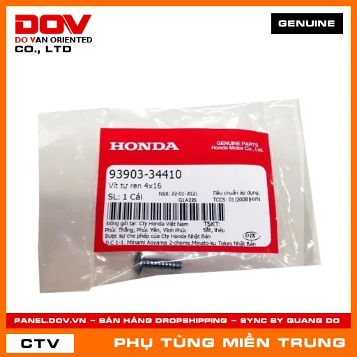 VÍT TỰ REN 4X16 HONDA CHÍNH HÃNG (MÃ: 9390334410) — 9390334410