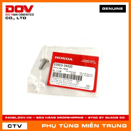 VÍT TỰ REN 4X16 HONDA CHÍNH HÃNG (MÃ: 9390334420) — 9390334420
