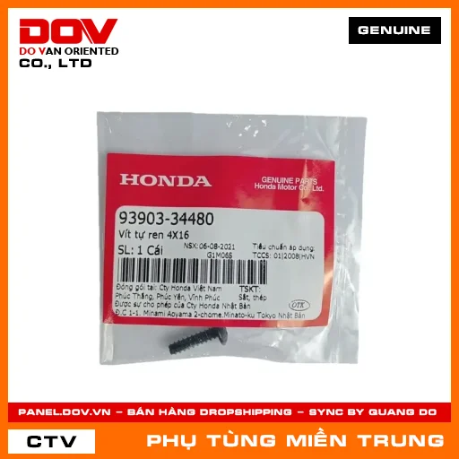 VÍT TỰ REN 4X16 HONDA CHÍNH HÃNG (MÃ: 9390334480) — 9390334480