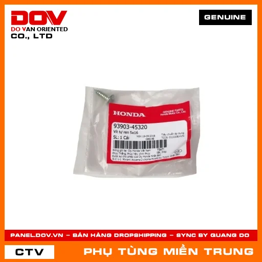 VÍT TỰ REN 5X16 HONDA CHÍNH HÃNG (MÃ: 9390345320) — 9390345320