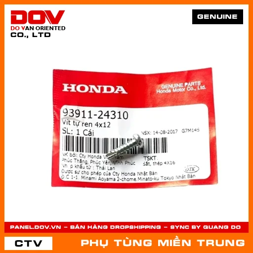 VÍT TỰ REN 4X12 HONDA CHÍNH HÃNG (MÃ: 9391124310) — 9391124310
