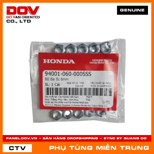 BỘ ĐAI ỐC 6MM HONDA CHÍNH HÃNG (MÃ: 94001060000SSS) — 94001060000SSS