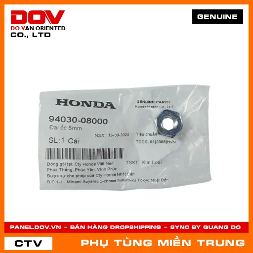 ĐAI ỐC 8MM HONDA CHÍNH HÃNG (MÃ: 9403008000) — 9403008000
