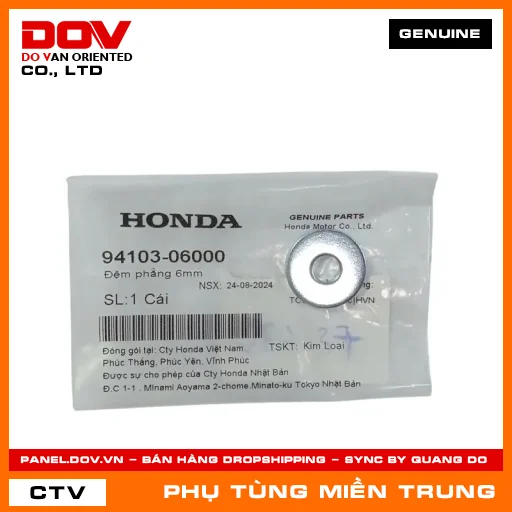 ĐỆM PHẲNG 6MM HONDA CHÍNH HÃNG (MÃ: 9410306000) — 9410306000