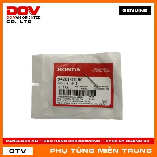 CHỐT CHẺ 1.6X18 HONDA CHÍNH HÃNG (MÃ: 9420116180) — 9420116180