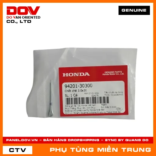 CHỐT CHẺ 3.0X30 HONDA CHÍNH HÃNG (MÃ: 9420130300) — 9420130300
