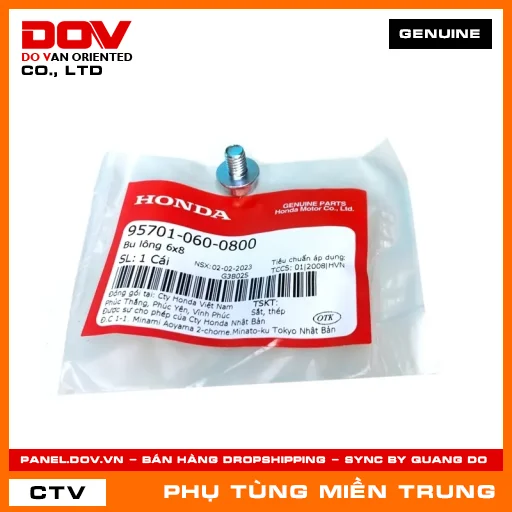 BU LÔNG 6X8 HONDA CHÍNH HÃNG (MÃ: 957010600800) — 957010600800