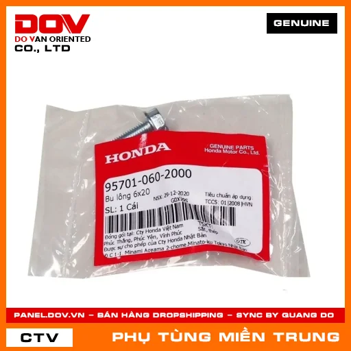 BU LÔNG 6X20 HONDA CHÍNH HÃNG (MÃ: 957010602000) — 957010602000