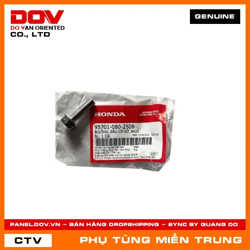 BULÔNG, ĐẦU CÓ GỜ, 8X25 HONDA CHÍNH HÃNG (MÃ: 957010802508) — 957010802508