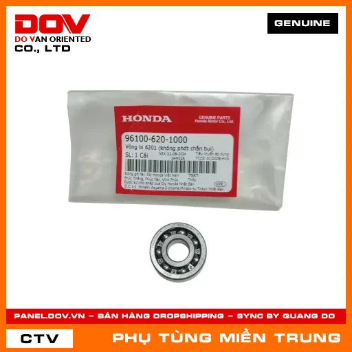 VÒNG BI 6201 (KHÔNG PHỚT CHẮN BỤI) HONDA CHÍNH HÃNG (MÃ: 961006201000) — 961006201000