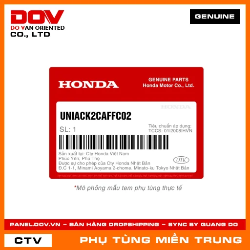 ỐP CHẮN BÙN TRƯỚC (CHROME) HONDA CHÍNH HÃNG (MÃ: UNIACK2CAFFC02) — UNIACK2CAFFC02