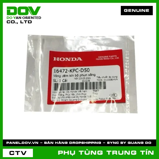 VÒNG ĐÊM KÍN BỘ PHUN XĂNG | 16472-KPC-D50 | HONDA (ADV350, AIR BLADE 110, AIR BLADE 125, AIR BLADE 125/150, AIR BLADE 125/160, CB150R, CB300R, CB650R, CBR650R, FUTURE 125, GOLDWING, LEAD 125, MSX 125, PCX, PCX 125, PCX 125/150, PCX 160, SH 125/150, SH 125/160, SH 350, SH MODE, SUPER CUB C125, VARIO 160, VISION 110, WAVE RSX 110, WINNER 150, WINNER R, WINNER X) — 16472KPCD50