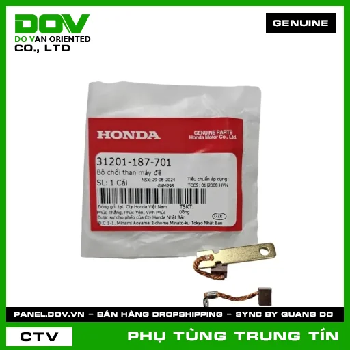 BỘ CHỔI THAN MÁY ĐỀ | 31201-187-701 | HONDA (SUPER DREAM, WAVE 100, WAVE ALPHA) — 31201187701