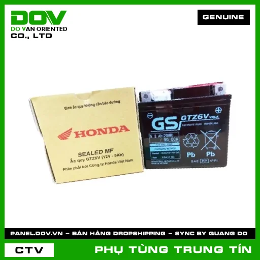 BÌNH ẮC QUY GTZ6V | 31500-K01-901 | HONDA (AIR BLADE 125, AIR BLADE 125/160, LEAD 125, PCX, PCX 125, SH 125/150, SH 125/160, SH MODE, VARIO 160, VISION 110, WINNER 150, WINNER R, WINNER X) — 31500K01901