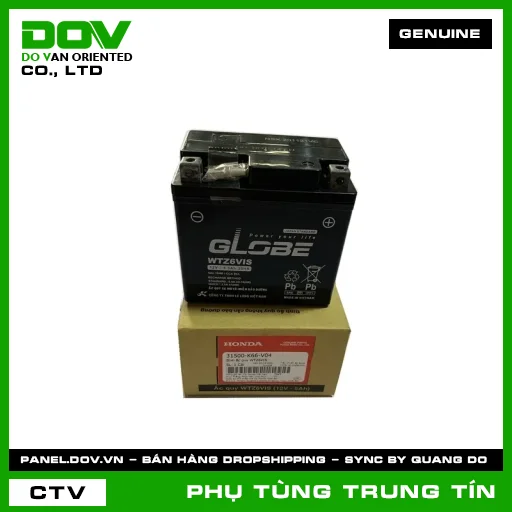 BÌNH ẮC QUY WTZ6VIS | 31500-K66-V04 | HONDA (AIR BLADE 125/160, LEAD 125, VISION 110) — 31500K66V04