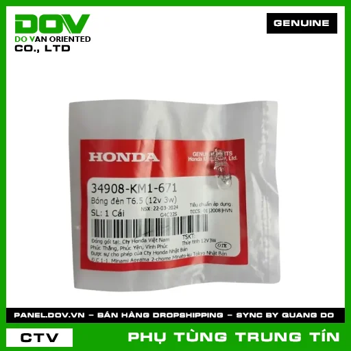 BÓNG ĐÈN T6.5 (12V 3W) | 34908-KM1-671 | HONDA (AIR BLADE 110, LEAD 110, WAVE ALPHA) — 34908KM1671