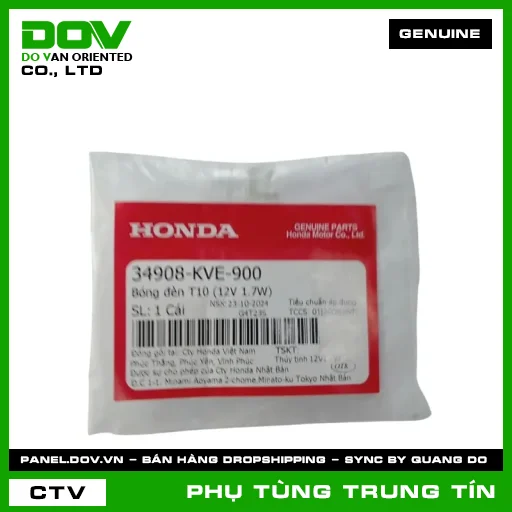 BÓNG ĐÈN T10 (12V 1.7W) | 34908-KVE-900 | HONDA (AIR BLADE 110, BLADE 110, DREAM 110, FUTURE 125, VISION 110, WAVE ALPHA, WAVE ALPHA 110, WAVE RSX 110) — 34908KVE900