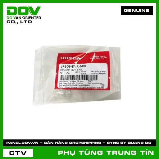 BÓNG ĐÈN (12V 3.4W) | 34909-KVR-600 | HONDA (AIR BLADE 110, BLADE 110, FUTURE 125, VISION 110, WAVE ALPHA, WAVE ALPHA 110, WAVE RSX 110) — 34909KVR600
