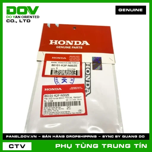 MÁC CHỮ HONDA 65MM *NH196, PB406M* | 86101-K2F-N00ZE | HONDA — 86101K2FN00ZE
