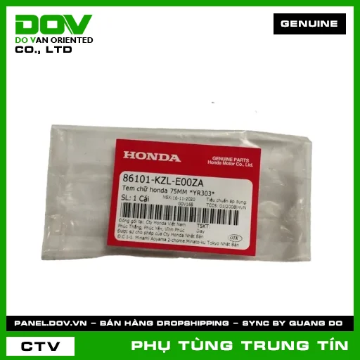 TEM CHỮ HONDA 75MM *YR303* | 86101-KZL-E00ZA | HONDA (VISION 110) — 86101KZLE00ZA