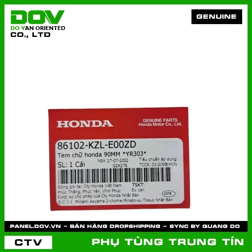TEM CHỮ HONDA 90MM *YR303* | 86102-KZL-E00ZD | HONDA (VISION 110) — 86102KZLE00ZD