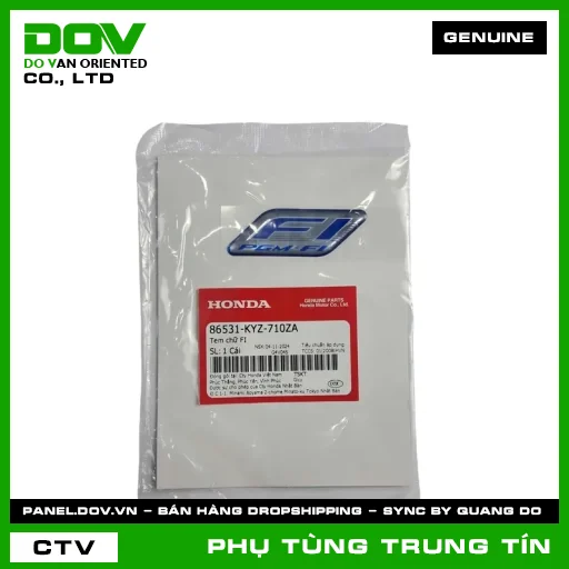 TEM CHỮ FI | 86531-KYZ-710ZA | HONDA (AIR BLADE 125, FUTURE 125, LEAD 125, PCX 125, SH 125/150, SH MODE, VISION 110, WAVE RSX 110, WINNER 150) — 86531KYZ710ZA