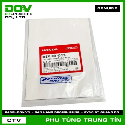 TEM CHỮ FI CÔNG TẮC CẦM CHỪNG | 86532-K01-930ZA | HONDA (AIR BLADE 125, LEAD 125, PCX 125, SH MODE, VISION 110) — 86532K01930ZA