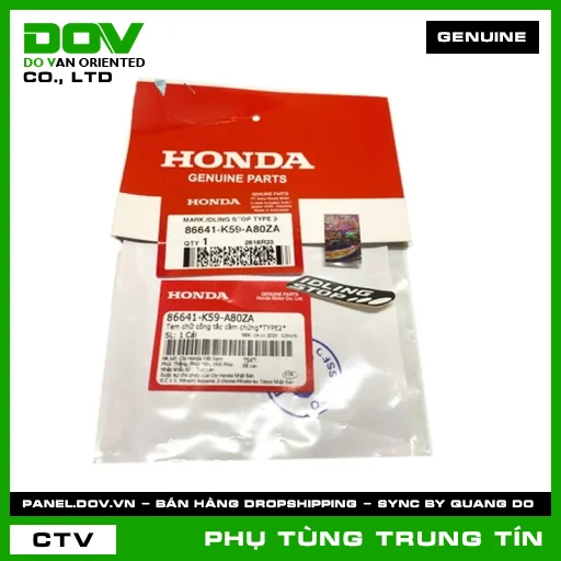 TEM CHỮ CÔNG TẮC CẦM CHỪNG*TYPE2* | 86641-K59-A80ZA | HONDA — 86641K59A80ZA