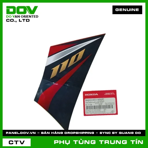 TEM B ỐP TRƯỚC PHẢI*R340* | 86643-K03-V00ZC | HONDA (WAVE RSX 110) — 86643K03V00ZC