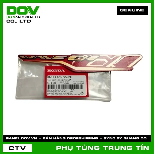 TEM CÁNH YẾM TRÁI *R263* | 86643-K89-V50ZE | HONDA (WAVE ALPHA 110) — 86643K89V50ZE