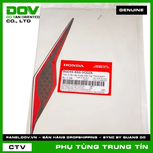 TEM A ỐP NẮP TRƯỚC TRÊN TRÁI *NHA76M* | 86649-K66-VG0ZA | HONDA — 86649K66VG0ZA