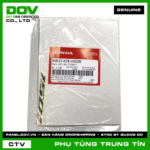 MARK CHỮ 150L *NH1* | 86833-K78-V00ZB | HONDA (SH 125/150) — 86833K78V00ZB