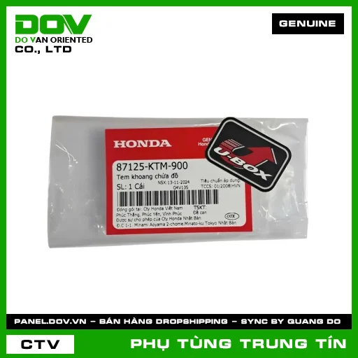 TEM KHOANG CHỨA ĐỒ | 87125-KTM-900 | HONDA (FUTURE NEO, WAVE ALPHA) — 87125KTM900