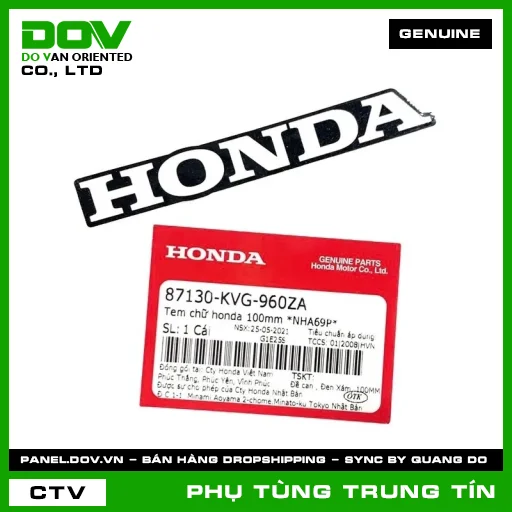 TEM CHỮ HONDA 100MM *NHA69P* | 87130-KVG-960ZA | HONDA (AIR BLADE 110) — 87130KVG960ZA