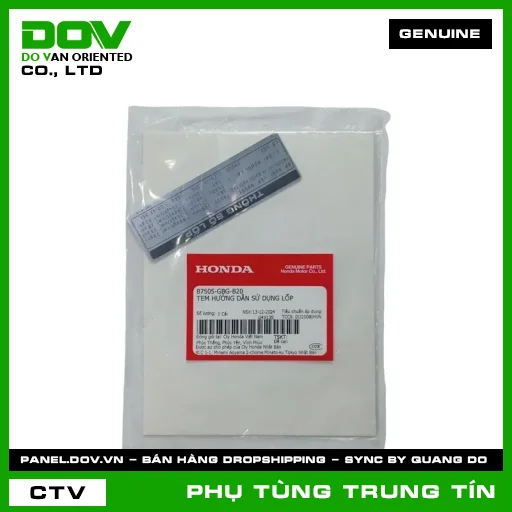 TEM HƯỚNG DẪN SỬ DỤNG LỐP | 87505-GBG-B20 | HONDA (SUPER DREAM, WAVE ALPHA) — 87505GBGB20
