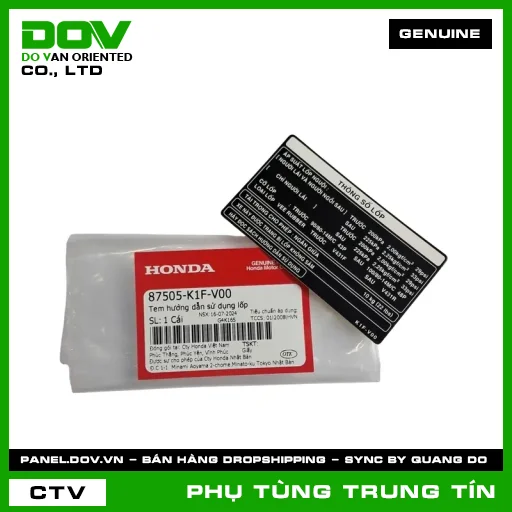 TEM HƯỚNG DẪN SỬ DỤNG LỐP | 87505-K1F-V00 | HONDA (AIR BLADE 125/150) — 87505K1FV00