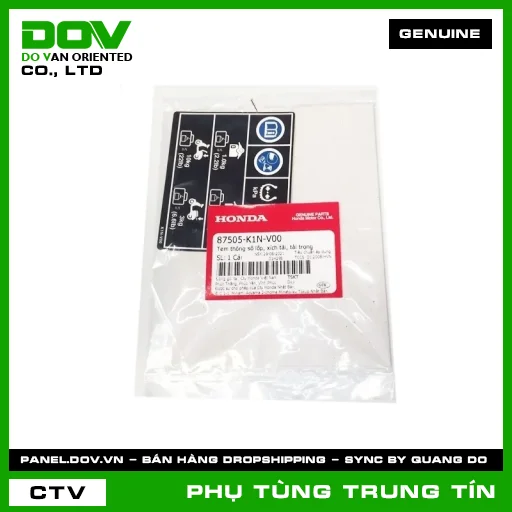 TEM THÔNG SỐ LỐP, XÍCH TẢI, TẢI TRỌNG | 87505-K1N-V00 | HONDA (SH MODE) — 87505K1NV00