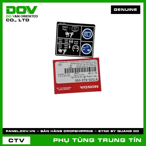 TEM HƯỚNG DẪN SỬ DỤNG LỐP | 87505-K2Z-V00 | HONDA (AIR BLADE 125/160) — 87505K2ZV00